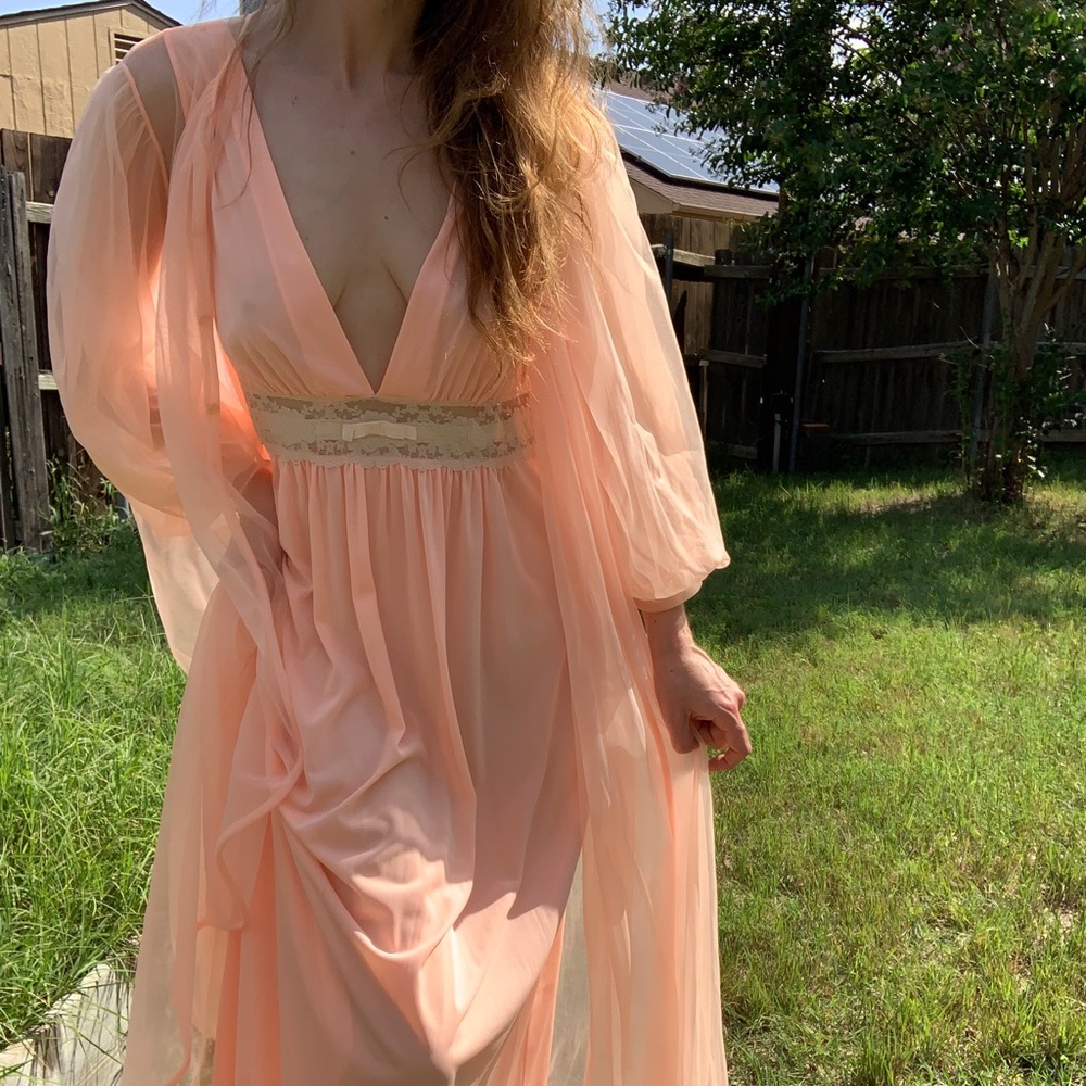Vintage 60s peignoir slip and robe set